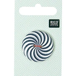 Rico Design Holz Knopf 2-Loch Farbstrudel schwarz weiß 3cm