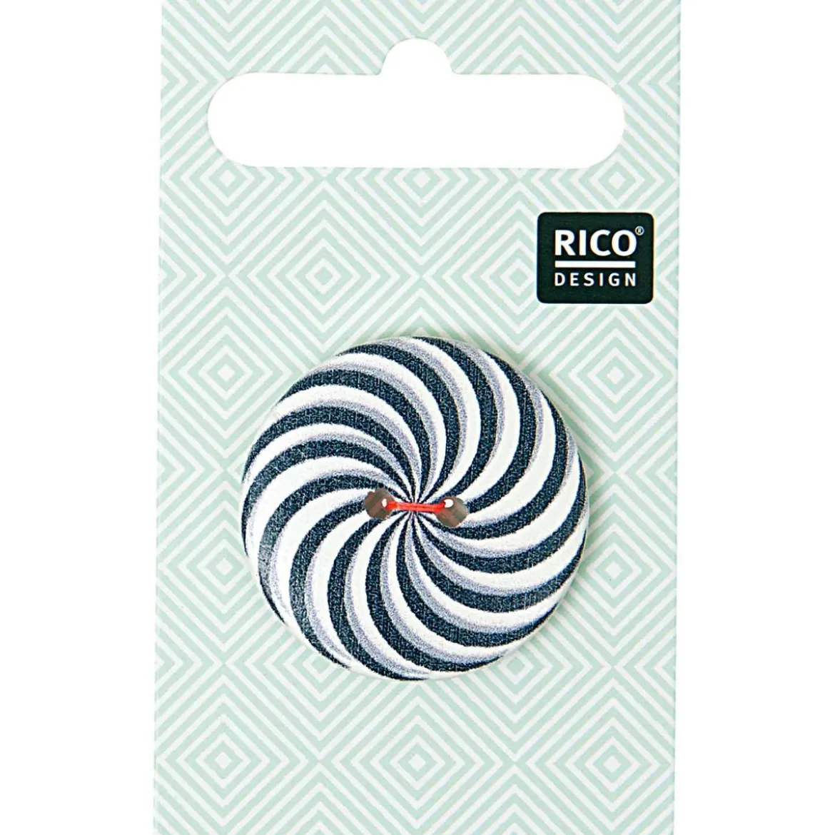 Rico Design Holz Knopf 2-Loch Farbstrudel schwarz weiß 3cm