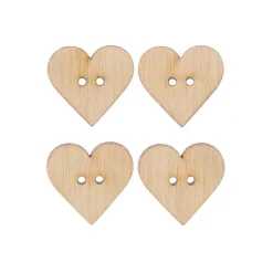 Rico Design Holzknöpfe Herz 2-Loch natur 2,5x2,5cm 4 Stück