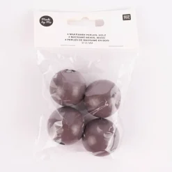 Rico Design Holzkugeln Makramee gebohrt 4 Stück grau 3,5cm