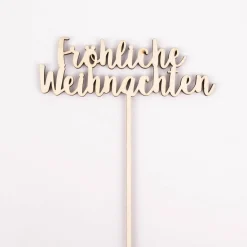 Rico Design Holzstecker Fröhliche Weihnachten natur 24x12,5cm