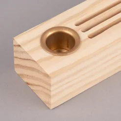 Rico Design Holzständer für Metallringe und Postkarten mit Kerzenhalter Holz natur 26x5x4cm