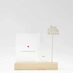 Rico Design Holzständer mit 3 Schlitzen für Metallringe und Postkarten Holz natur 26x5x4cm
