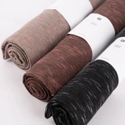 Rico Design Jersey Stoffabschnitt meliert schwarz weiß 80x100cm