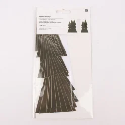 Rico Design Kartendeko Papierbäume Weihnachten dunkelgrün goldfarbig weiß 6 Stück