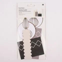 Rico Design Kartendeko Papierkerzen Weihnachten grau creme schwarz 4 Stück