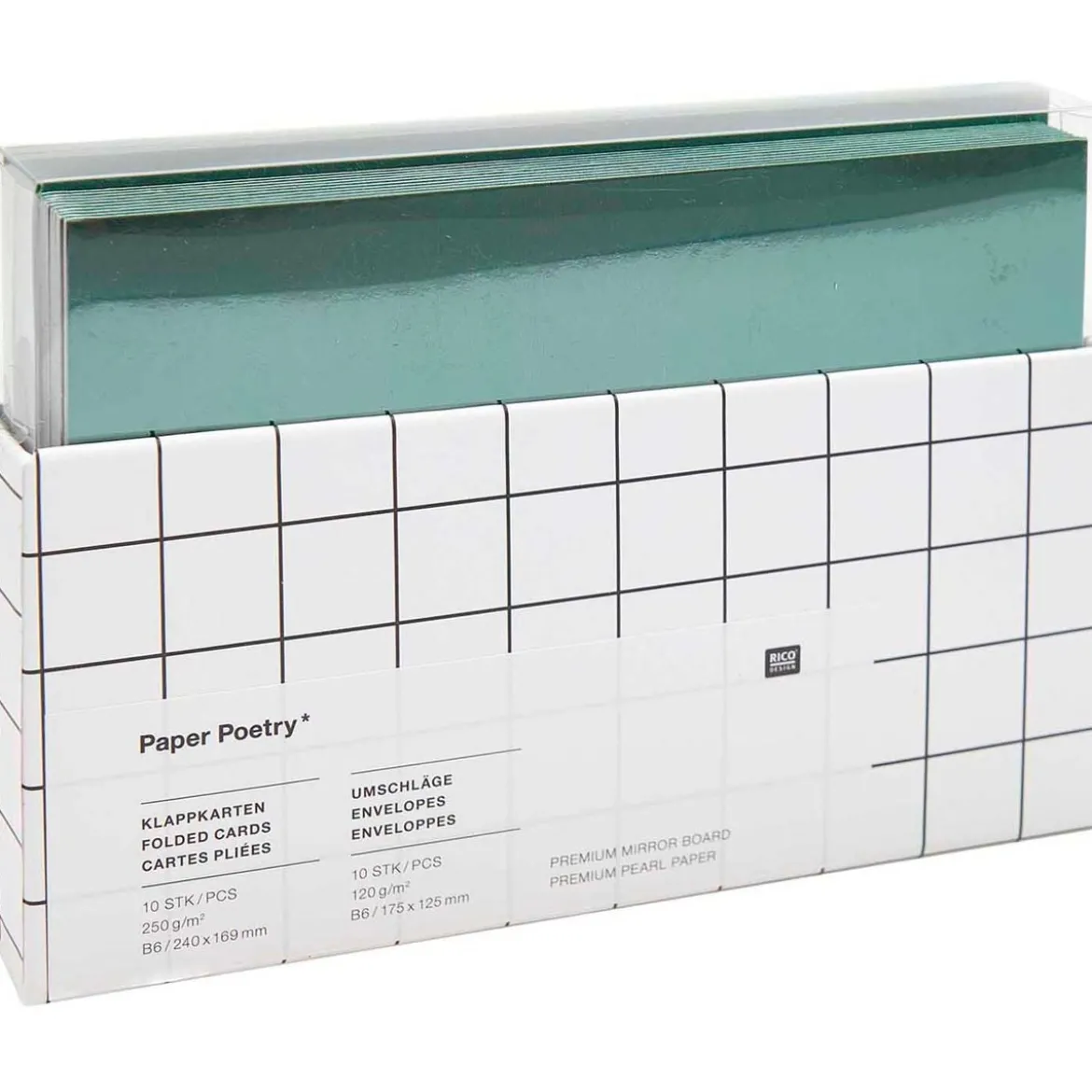 Rico Design Kartenset Spiegelkarton dunkelgrün B6 20teilig