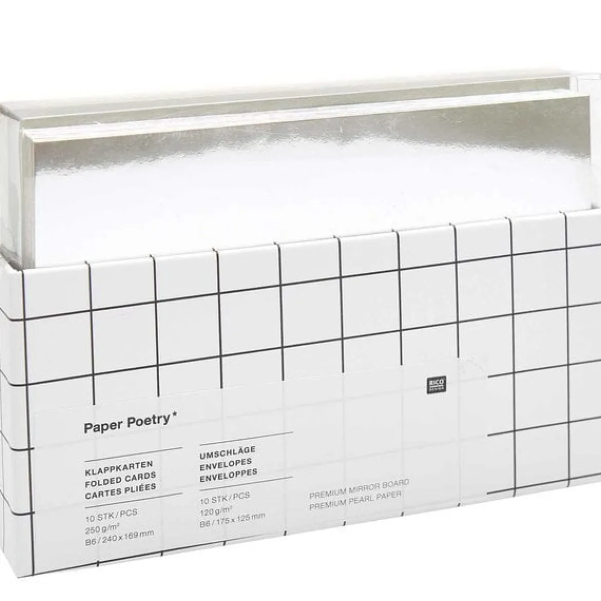 Rico Design Kartenset Spiegelkarton silberfarbig B6 20teilig