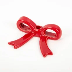 Rico Design Keramik Kerzenhalter Schleife rot 3,4x10,4x7,5cm