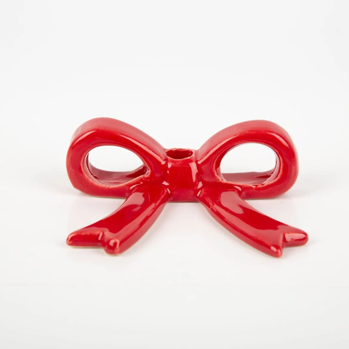 Rico Design Keramik Kerzenhalter Schleife rot 3,4x10,4x7,5cm