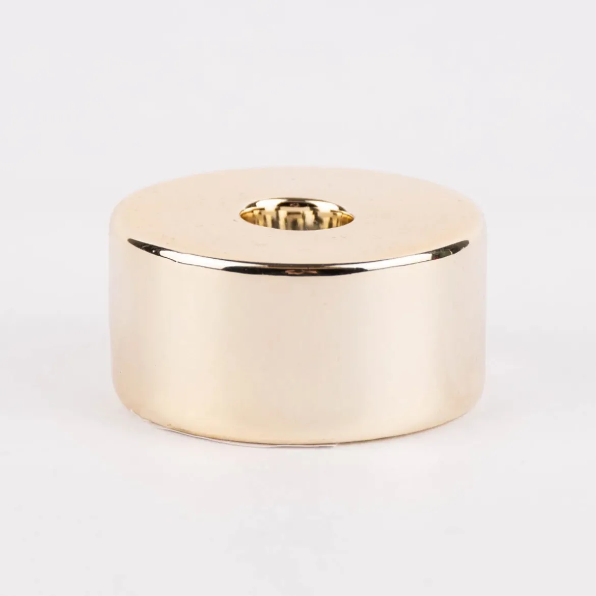 Rico Design Kerzenhalter für kleine Stabkerzen Keramik glänzend goldfarbig 2x4,5cm