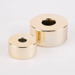 Rico Design Kerzenhalter für kleine Stabkerzen Keramik glänzend goldfarbig 2x4,5cm