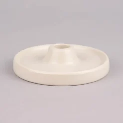 Rico Design Kerzenhalter für Stabkerzen mit breitem Rand Porzellan matt creme 3x11cm