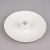 Rico Design Kerzenhalter für Stabkerzen Schale mit Rillen Porzellan matt weiß 3,5x15,5cm