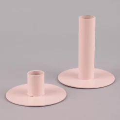 Rico Design Kerzenhalter für Stabkerzen niedrig Metall matt rosa 9x3,5cm