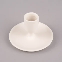 Rico Design Kerzenhalter für Stabkerzen kurzer Stiel Porzellan matt weiß 5,5x9cm