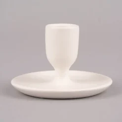 Rico Design Kerzenhalter für Stabkerzen kurzer Stiel Porzellan matt weiß 5,5x9cm