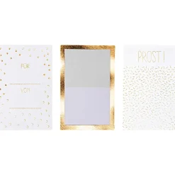 Rico Design Klebeetiketten für Flaschen zum Beschriften weiß gold 3 Stück verschiedene Motive 8,5x13cm
