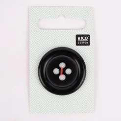 Rico Design Knopf 4-Loch einfarbig schwarz 3,5cm