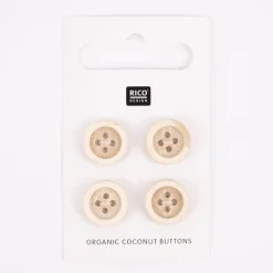 Rico Design Kokosnuss Knöpfe 4-Loch natur 1,3cm 4 Stück