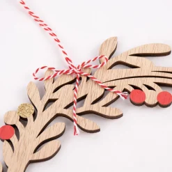 Rico Design Kranz Holz Glitzer natur rot goldfarbig 24cm