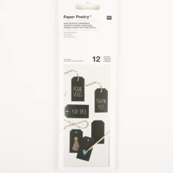 Rico Design Kratzpapier Anhänger 12 Stk schwarz regenbogenfarbig Paper Poetry