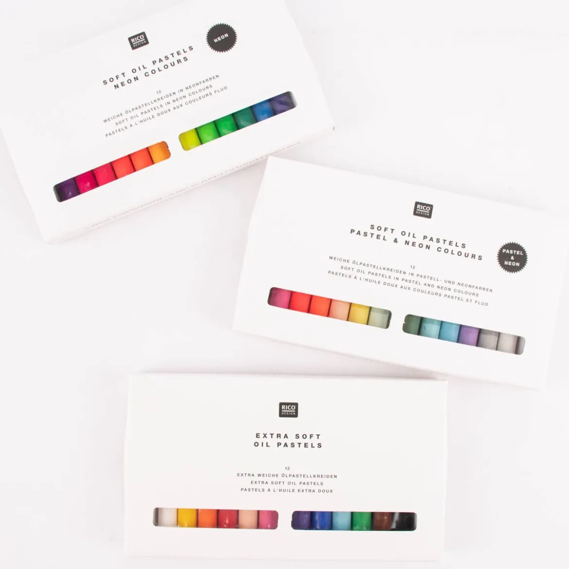 Rico Design Ölpastellkreide extra weich Pastell und Neon 12 Farben