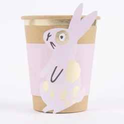 Rico Design Manschette für Becher Hase rosa gold 6 Stück