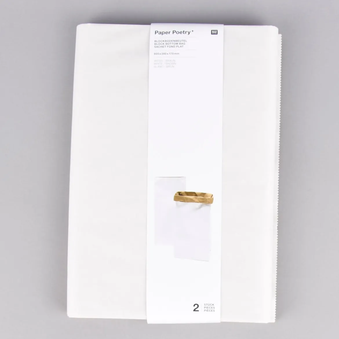 Rico Design Maxi Blockbodenbeutel L Blanko 60x28x17cm 2 Stück verschiedene Farben