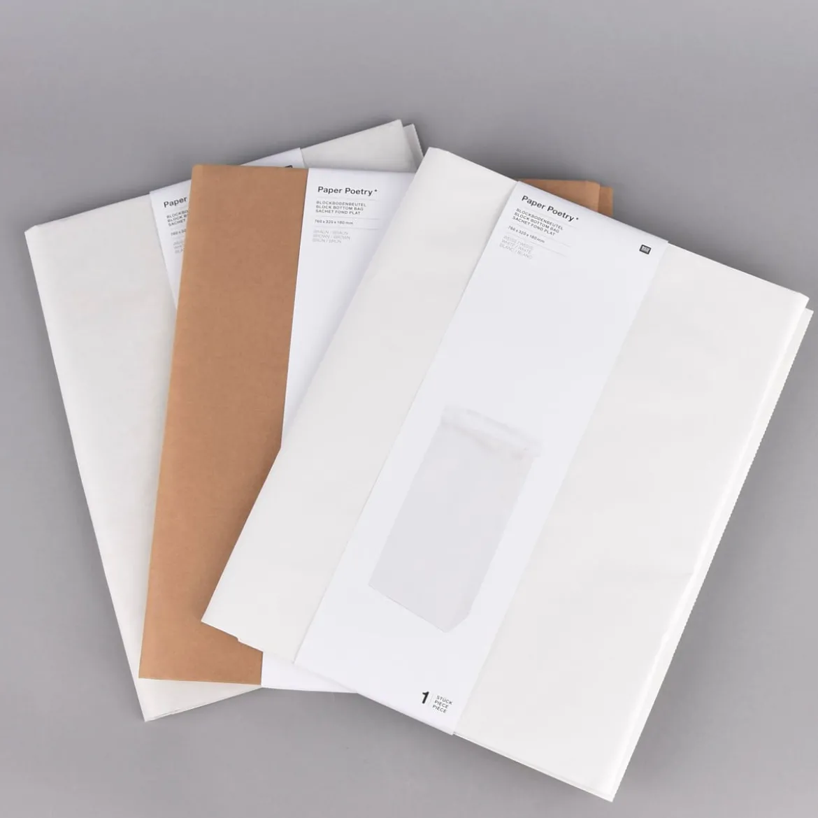 Rico Design Maxi Blockbodenbeutel XL Blanko 76x32x18cm verschiedene Farben