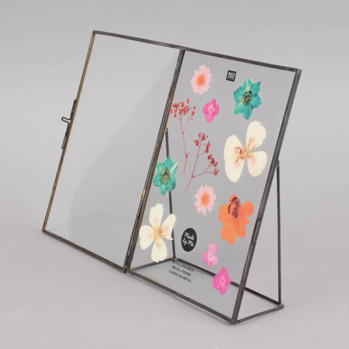 Rico Design Metallrahmen mit doppelter Glasscheibe zum Aufstellen braun farblos 17,5x13x5cm