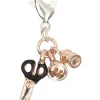 Rico Design Mini-Charm Anhänger Schere Knopf Spule rosegold schwarz 10x13mm (BxL)