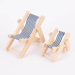 Rico Design Mini Deko Liegestuhl natur weiß blau 4,5x7cm