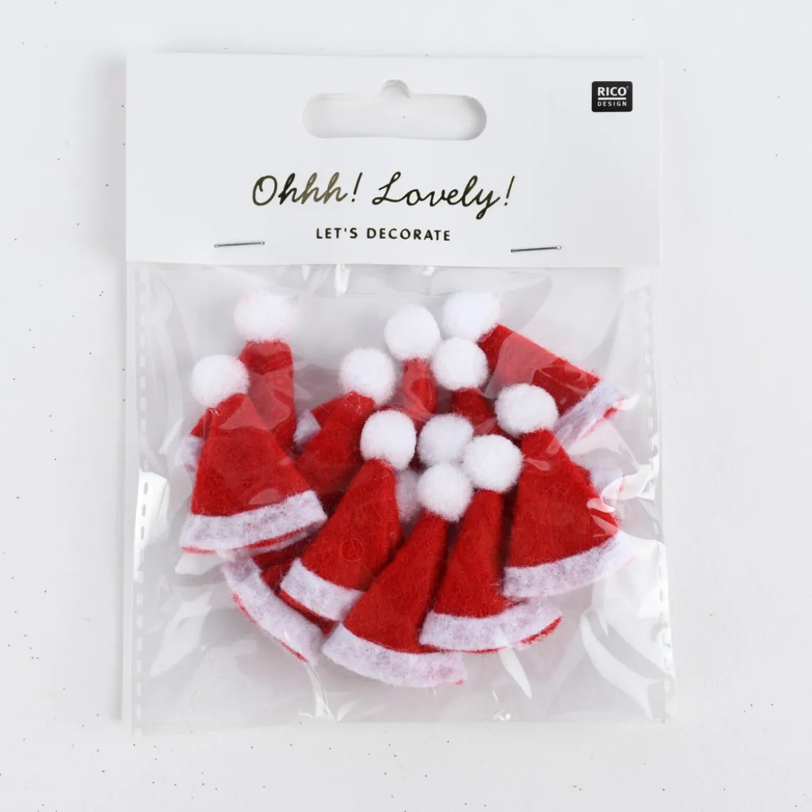 Rico Design Mini Weihnachtsmützen 12 Stück rot weiß 2x3,5cm