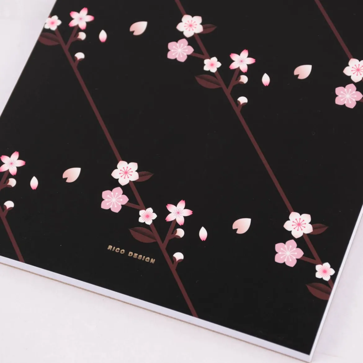 Rico Design Notizblock Kirschblüten schwarz A5 14,8x21cm
