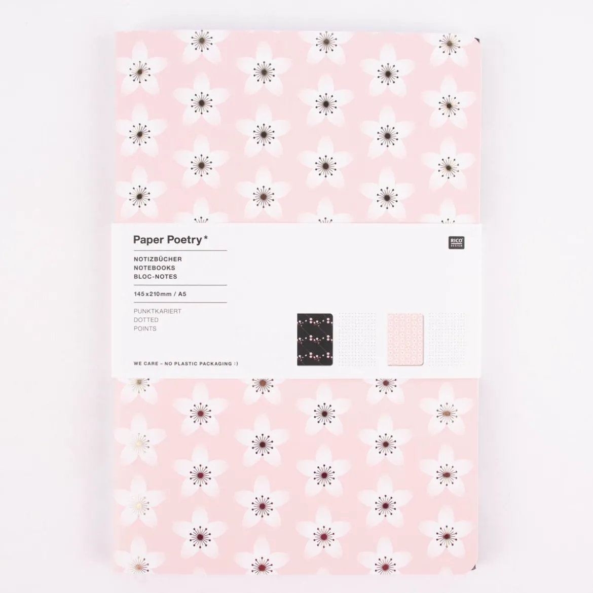 Rico Design Notizheft Set 2 Stück Kirschblüten A5 verschiedene Motive 14,8x21cm