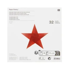 Rico Design Origami Papier 32 Blatt rot transparent 15x15cm