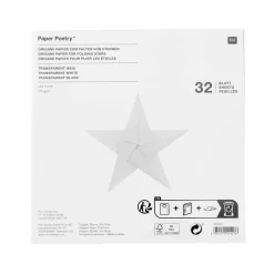 Rico Design Origami Papier Sterne 32 Blatt weiß transparent 15x15cm