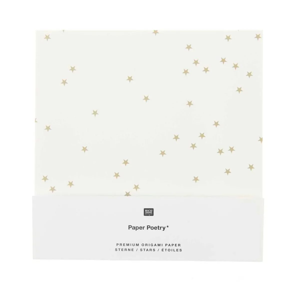 Rico Design Origami Papier Sterne 32 Blatt weiß goldfarbig 15x15cm