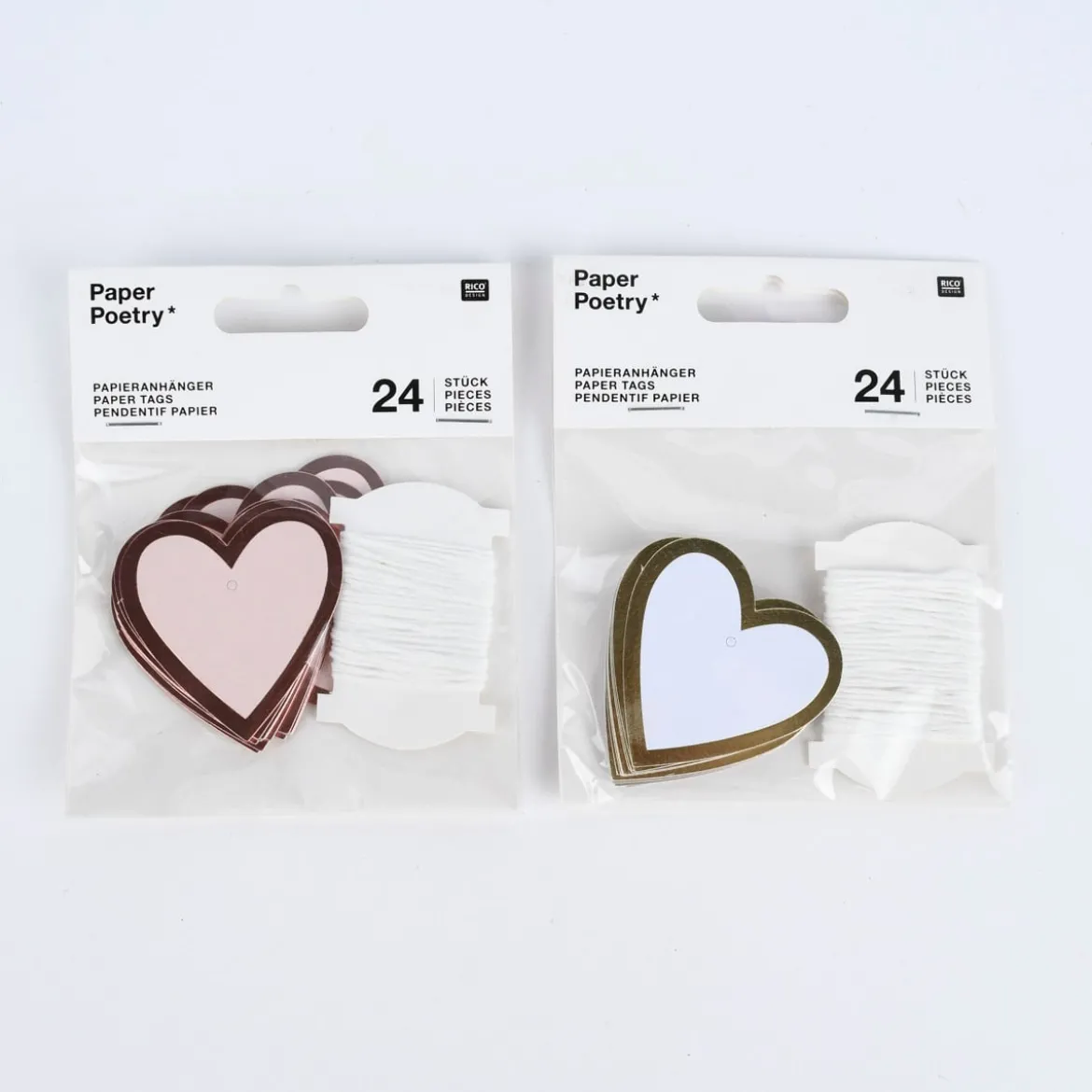 Rico Design Papieranhänger Herzen M 24 Stück puder rosegold 5x5cm