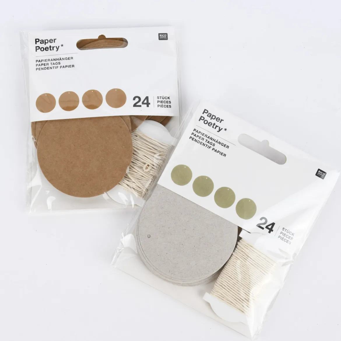 Rico Design Papieranhänger rund Kraftpapier 24 Stück 6,3cm
