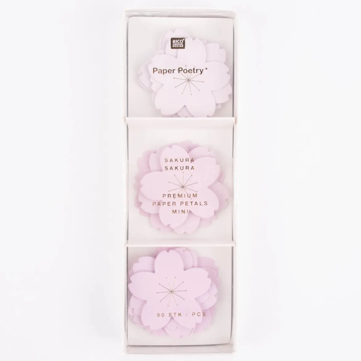 Rico Design Papierblüten Kirschblüten rosa goldfarbig 90 Stück