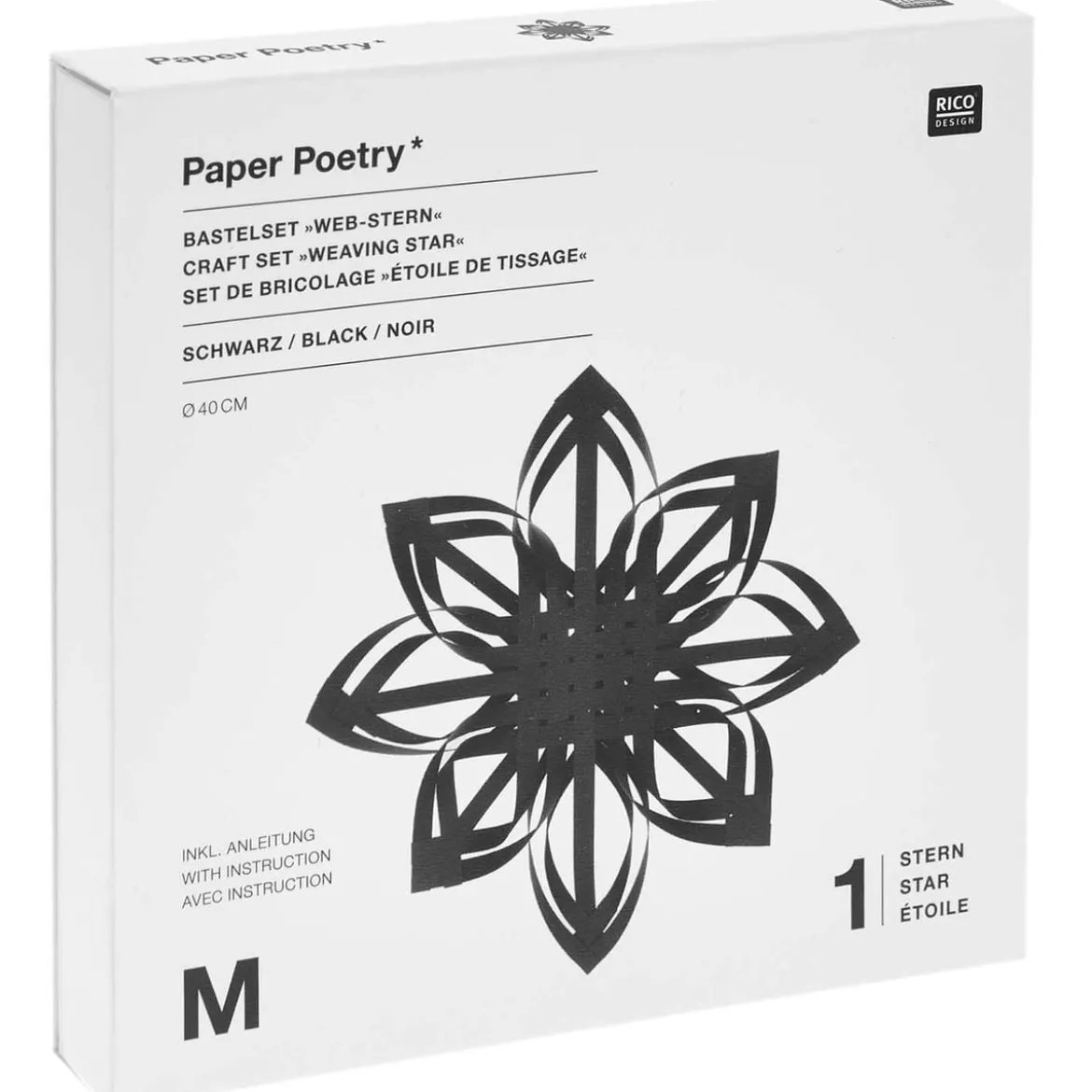 Rico Design Papierstreifen Bastelset Webstern mit 20 Streifen schwarz