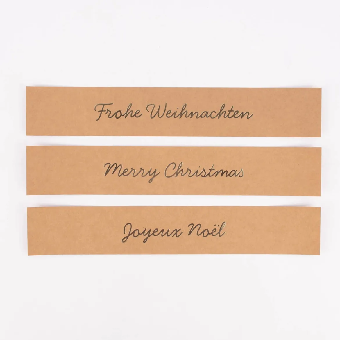 Rico Design Papierstreifen für Ring Weihnachten Kraftpapier braun goldfarbig 3 Stück 42x7cm