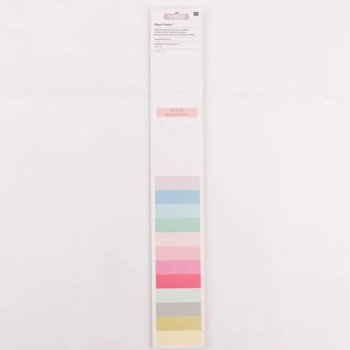 Rico Design Papierstreifen Rainbow bunt pastell 12 Stück 44x7cm