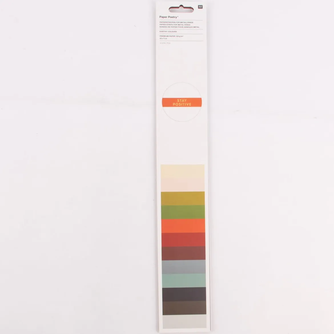 Rico Design Papierstreifen Rainbow bunt Erdtöne 12 Stück 44x7cm