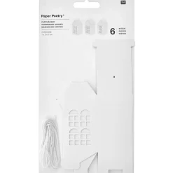 Rico Design Papphäuser Set vorgestanzt zum Hinstellen oder Aufhängen weiß 6 Stück