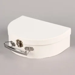 Rico Design Pappkoffer halbrund groß blanko weiß 19,5x14,5x7cm