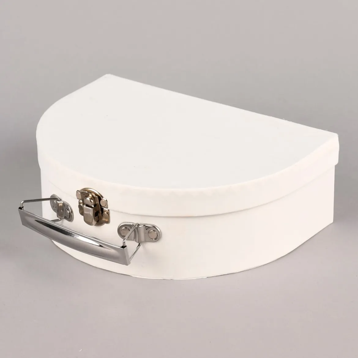 Rico Design Pappkoffer halbrund groß blanko weiß 19,5x14,5x7cm