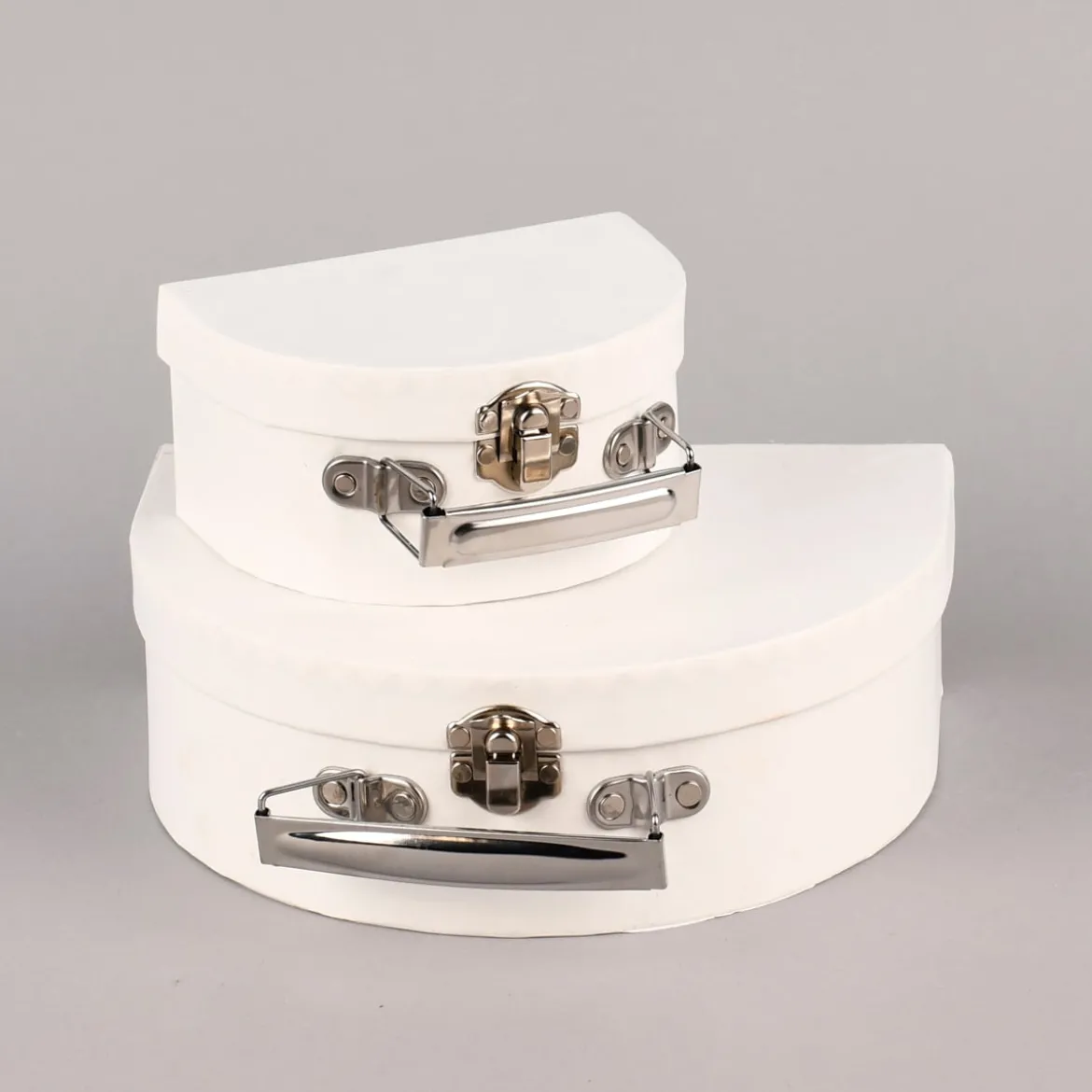 Rico Design Pappkoffer halbrund groß blanko weiß 19,5x14,5x7cm